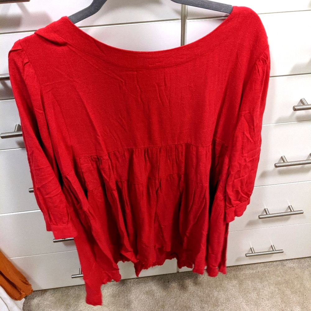 Red tiered shift dress